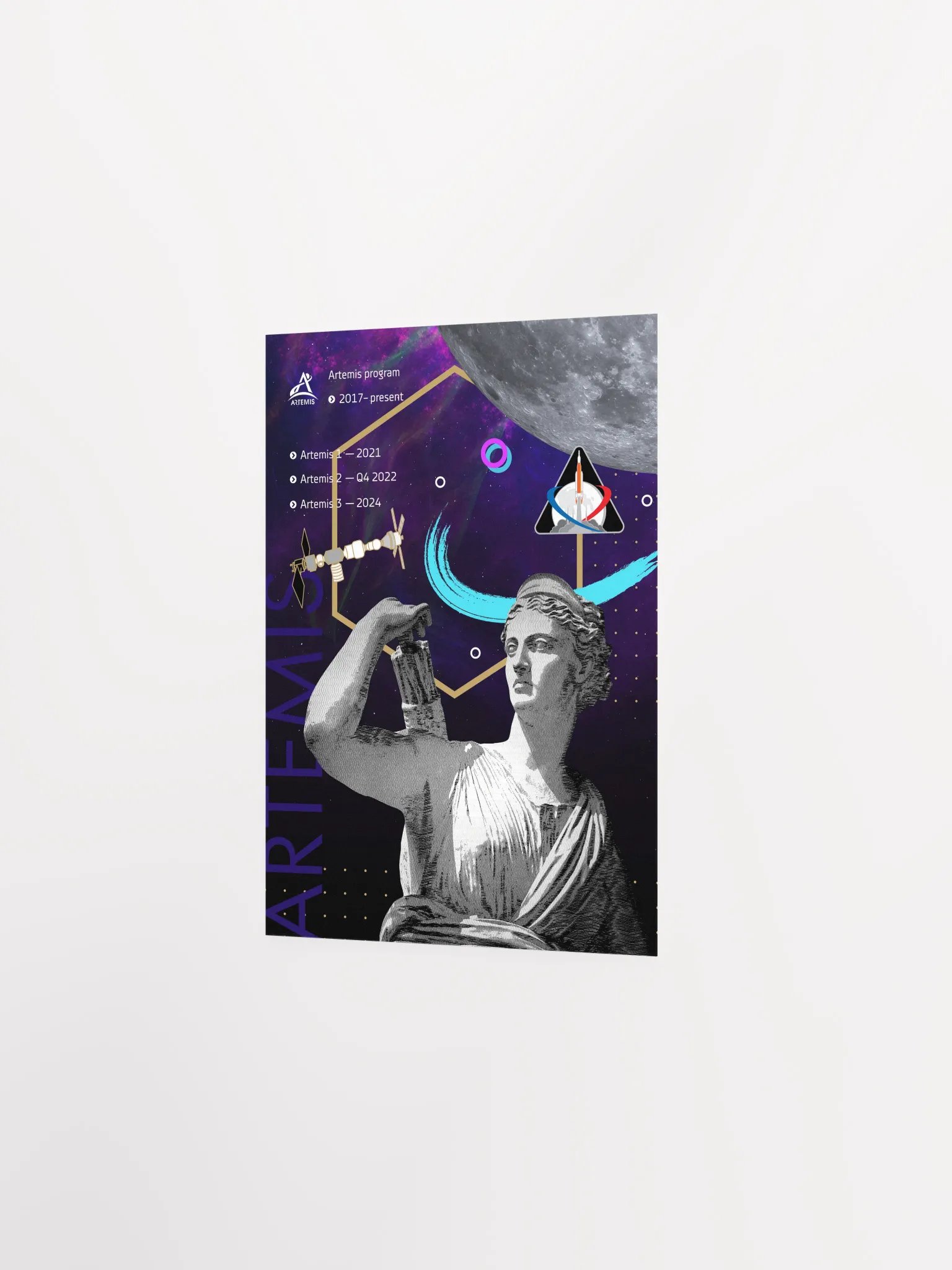 Vaporwave poster: Synthwave NASA Artemis program [synthwave/vaporwave/retrowave] — space poster, retrowave poster, neon poster, aesthetic product image (8)
