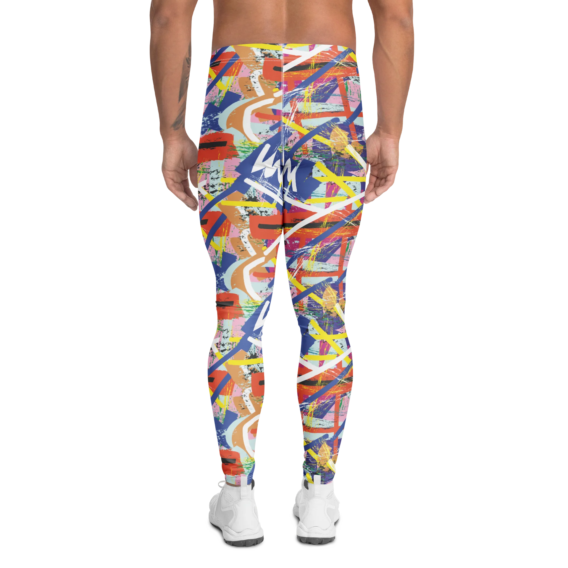 Stylish Men's Leggings with Colorful Abstract Shapes Art product image (2)