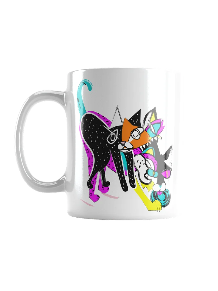 Mug: Kaleido Cat - Bright Pink Yellow Teal product image (1)