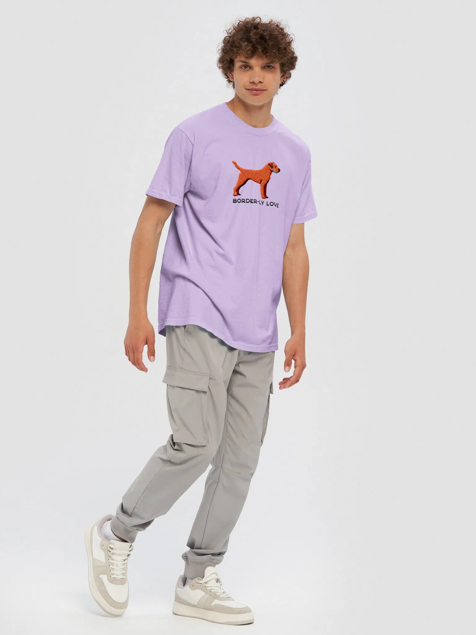 Border-ly Love T-Shirt(Embroidered) of a Border Terrier(Red) product image (9)