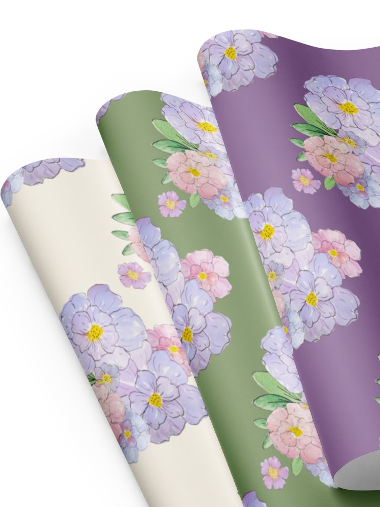 Gingham Blossoms Wrapping Paper Set of 3 Sheets product image (3)