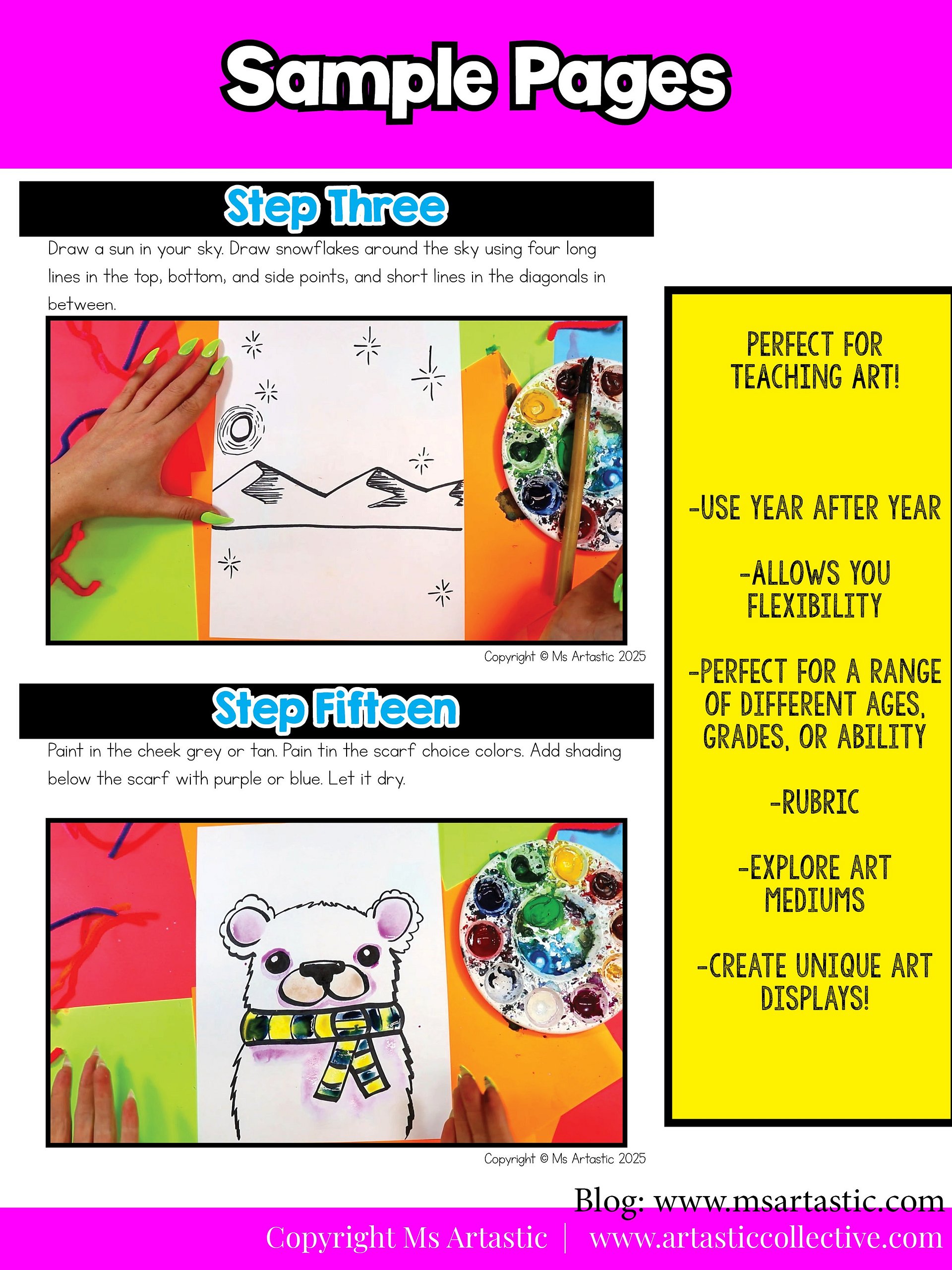 Winter Art Lesson Winter Polar Bear Art Project Winter Art Activity January Art product image (7)