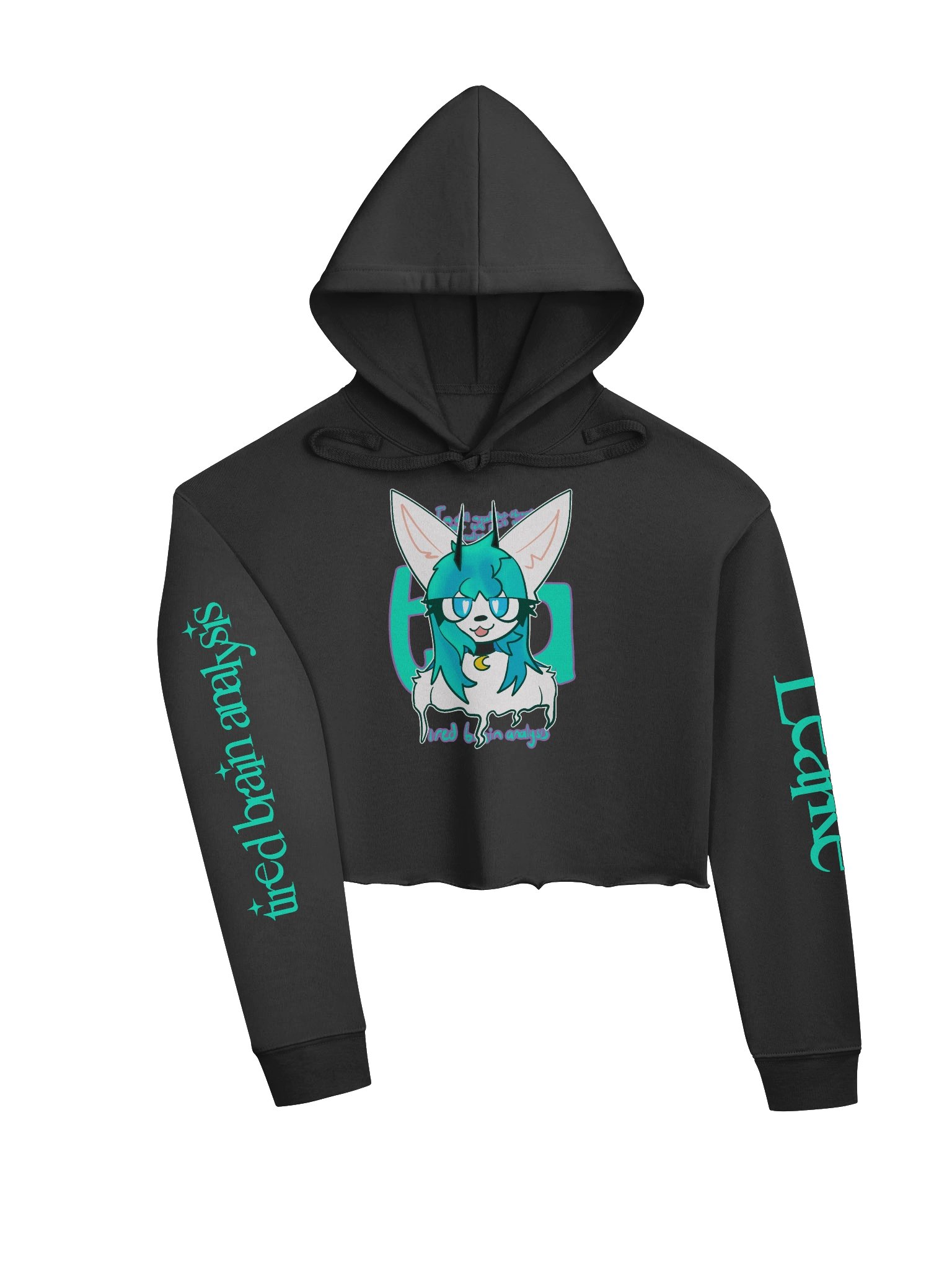 "tired brain analysis" Cropped Hoodie (Collaboration with kittydog) product image (3)