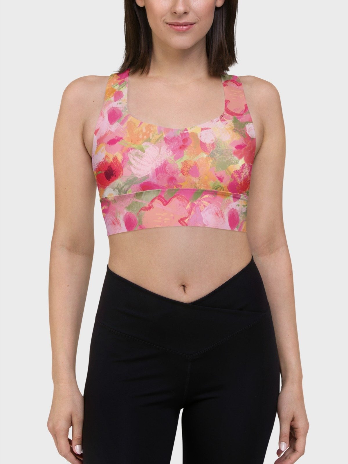 Hight Impact Sport Bra "Sweet Pastel Florals of Spring" product image (3)