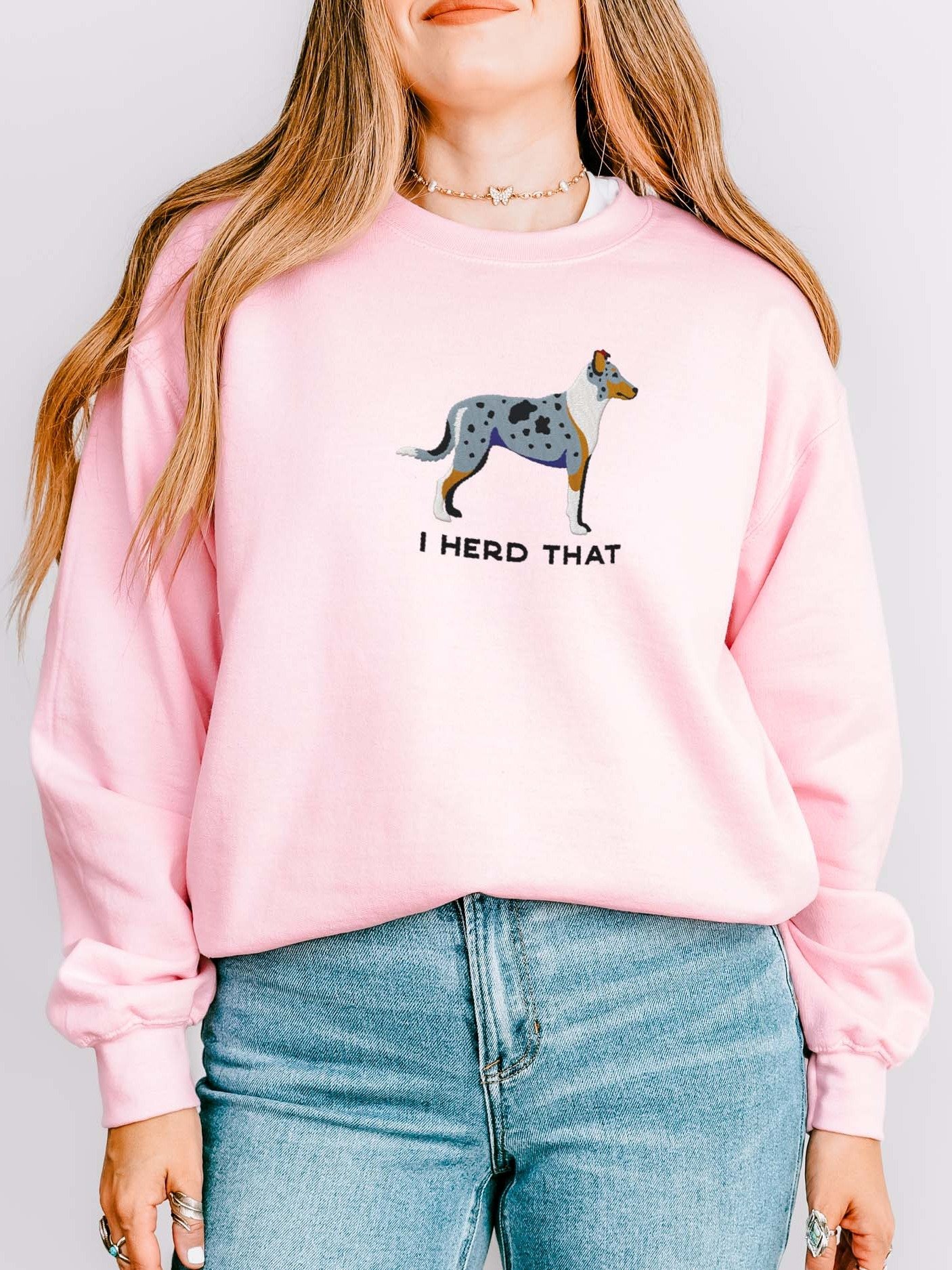 I Herd That Sweatshirt (Embroidered) of a Smooth Collie(Blue Merle) product image (2)