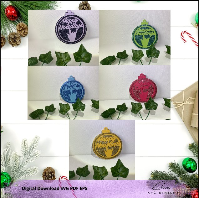 Layered I Love You in ASL Holiday Ornaments SVG Bundle product image (2)