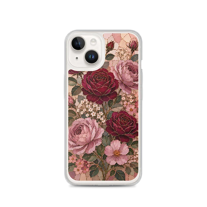 Burgundy And Dust Rose Mosaic Premium Soft Silicone iPhone Case - MagSafe Compatible product image (4)
