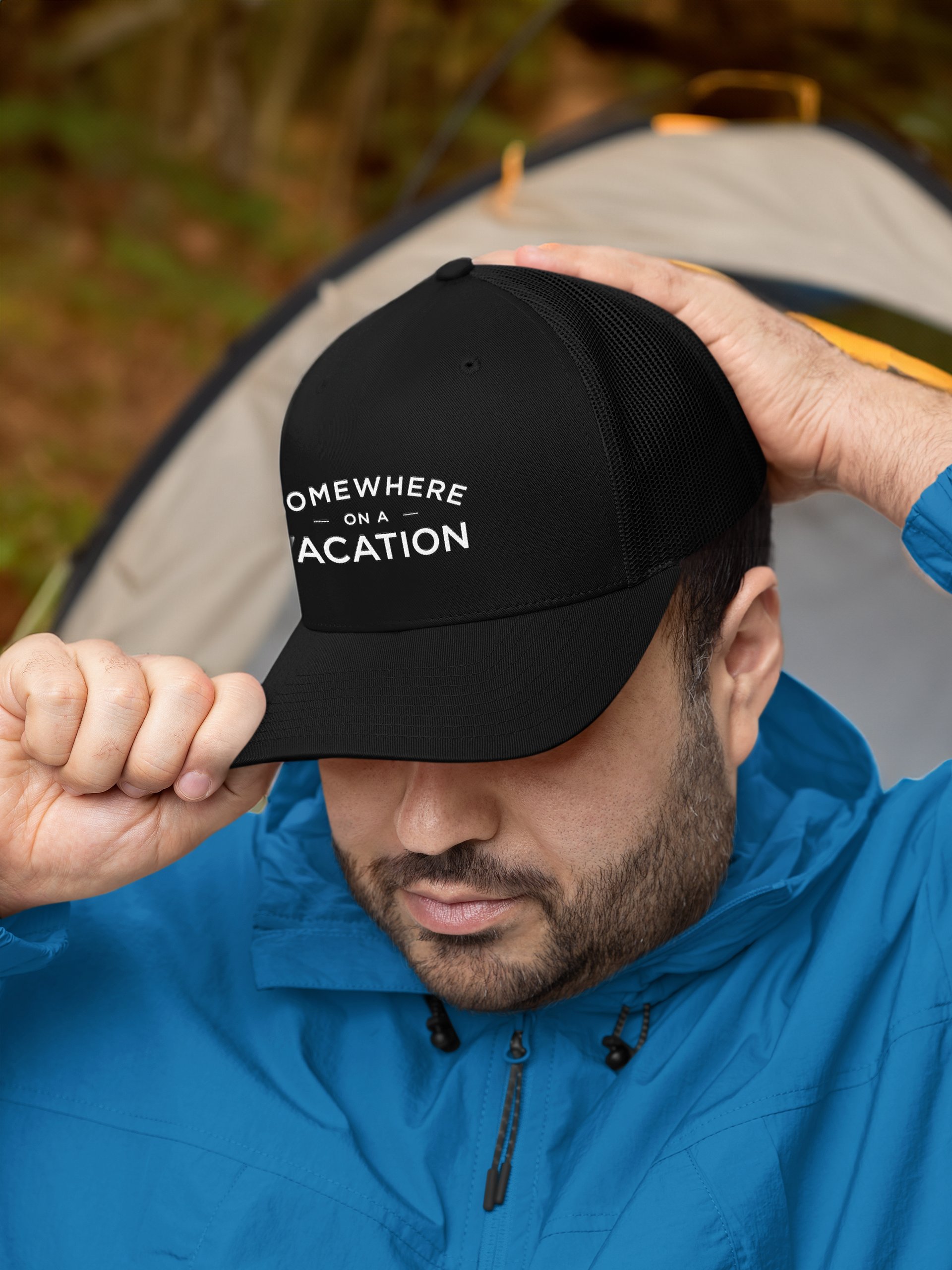Somewhere on a Vacation Trucker Hat product image (6)