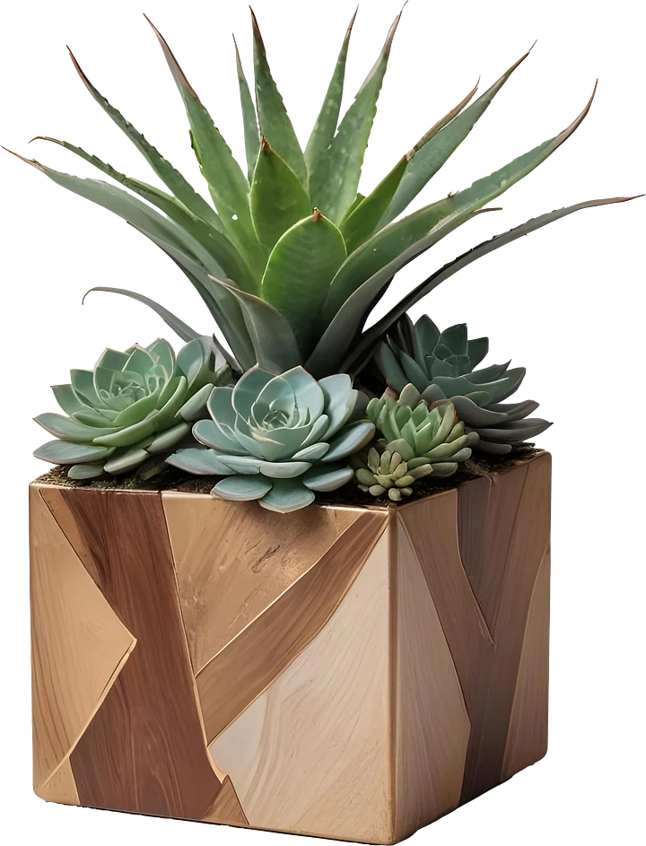 Earthly Symphony – Cube Succulent Vase PNG product image (1)