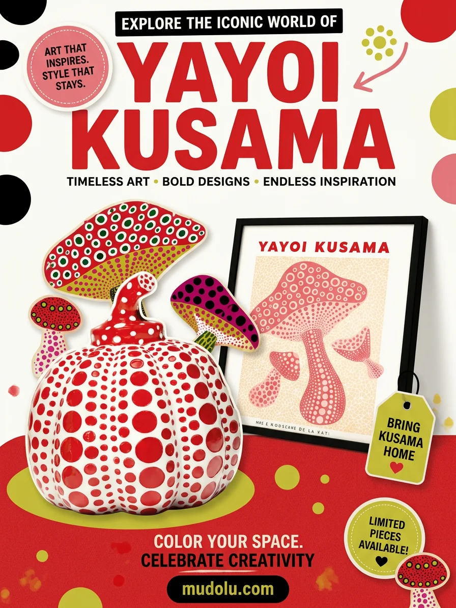Yayoi Kusama Inspired Printable Wall Art Bundle, Japanese Abstract Poster Set, Polka Dot Gallery Wall product image (4)