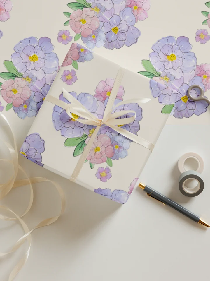 Gingham Blossoms Wrapping Paper Set of 3 Sheets product image (1)