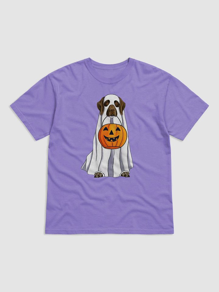 German Shorthaired Pointer (2) Halloween Tee | Funny Halloween GSP Wearing a Ghost Costume with Pumpkin Basket product image (1)