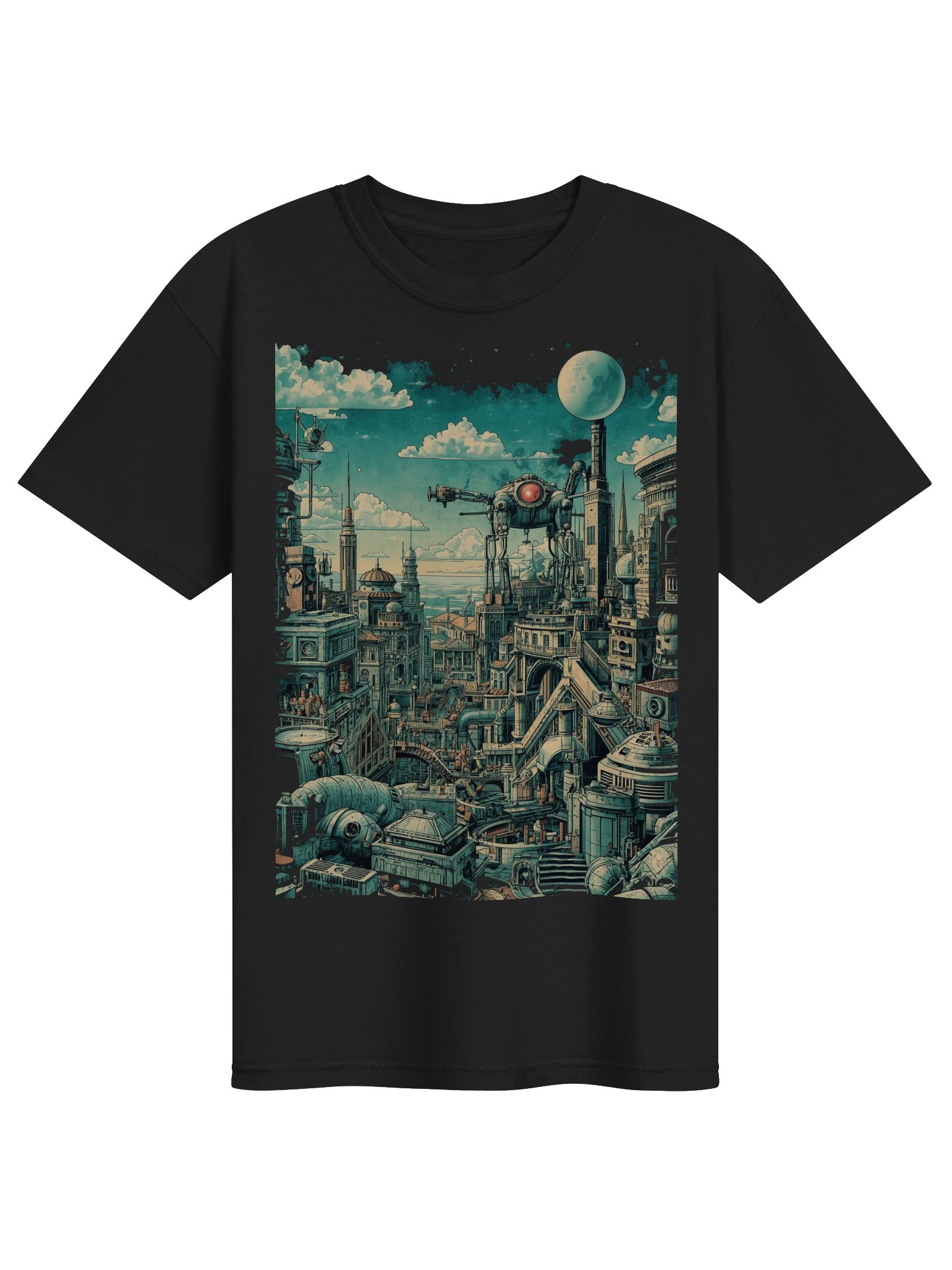 Retro-Futurist Cityscape Heavyweight T-Shirt product image (1)