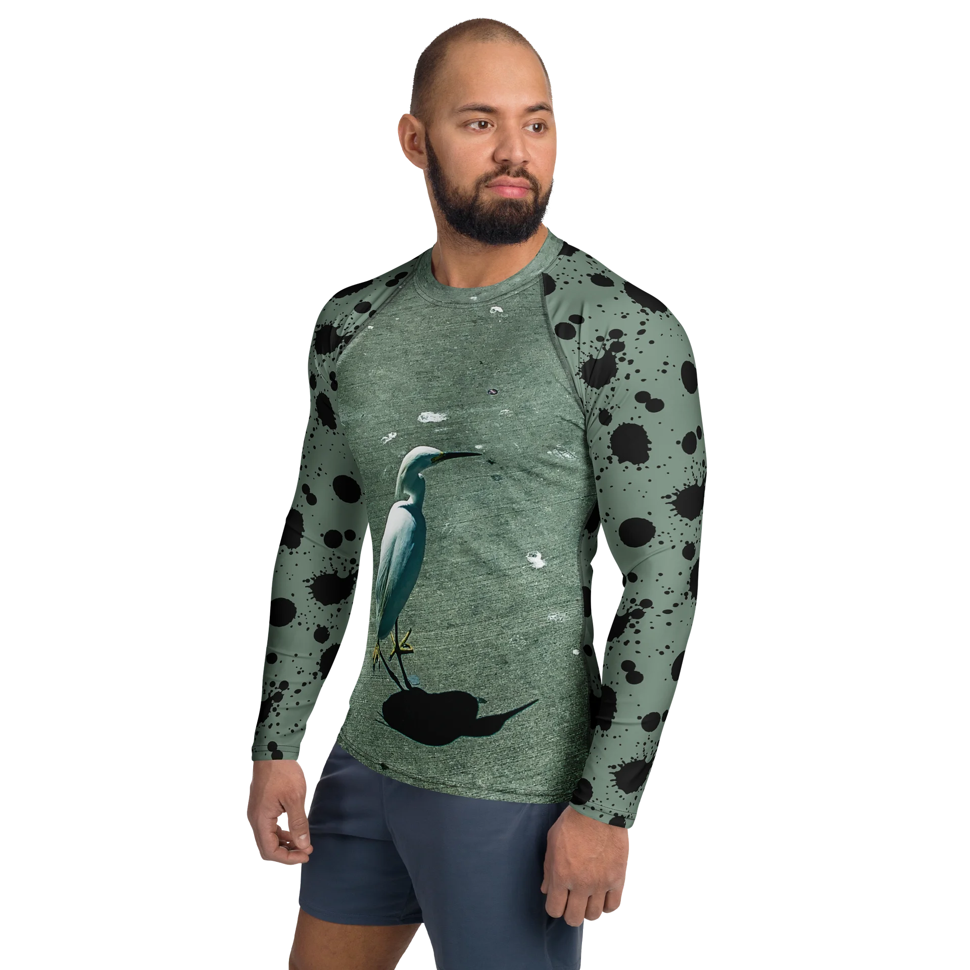 Snowy Egret Splatter Rash Guard product image (3)