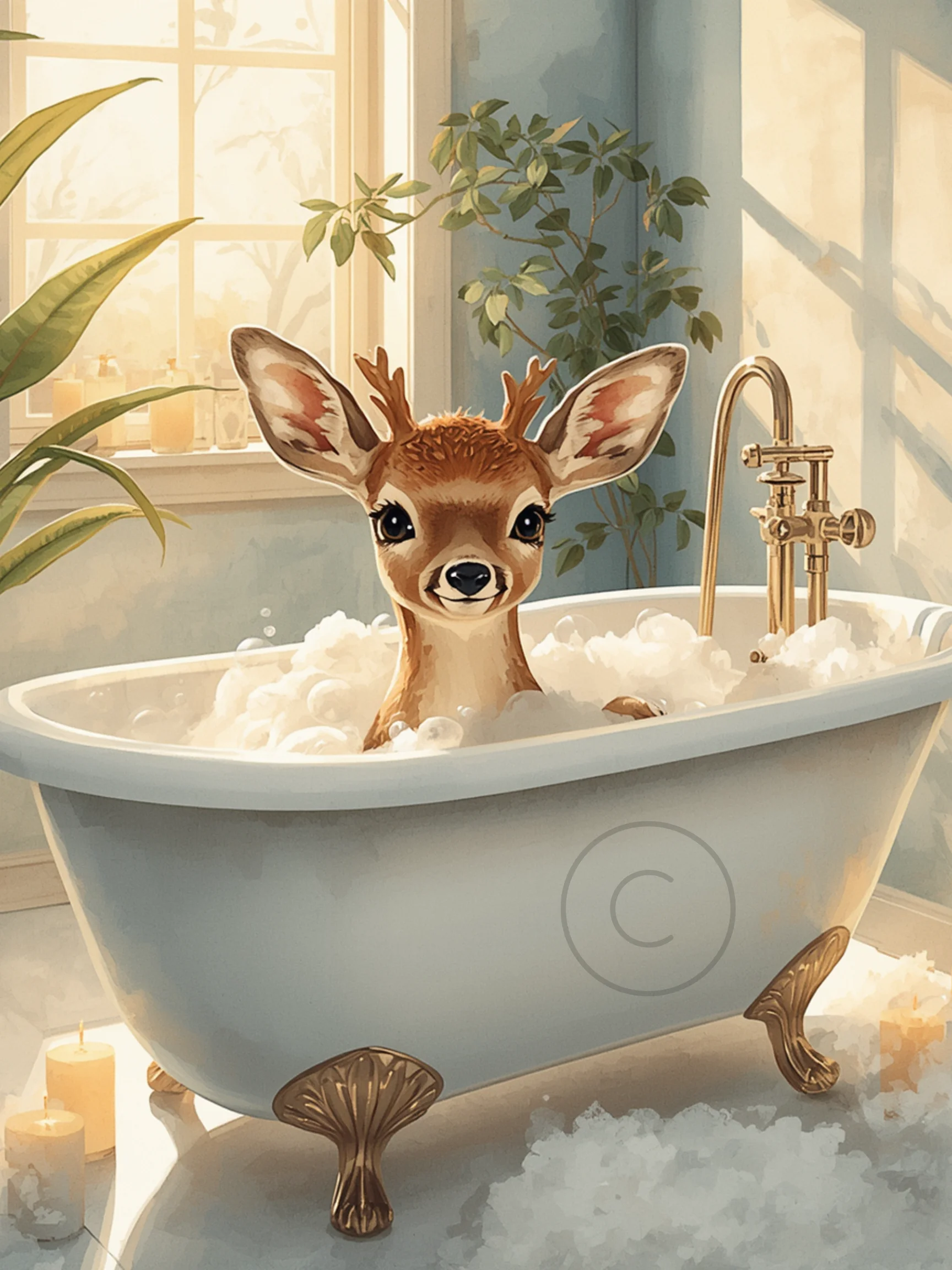 Deer in the Bathtub Poster product image (1)