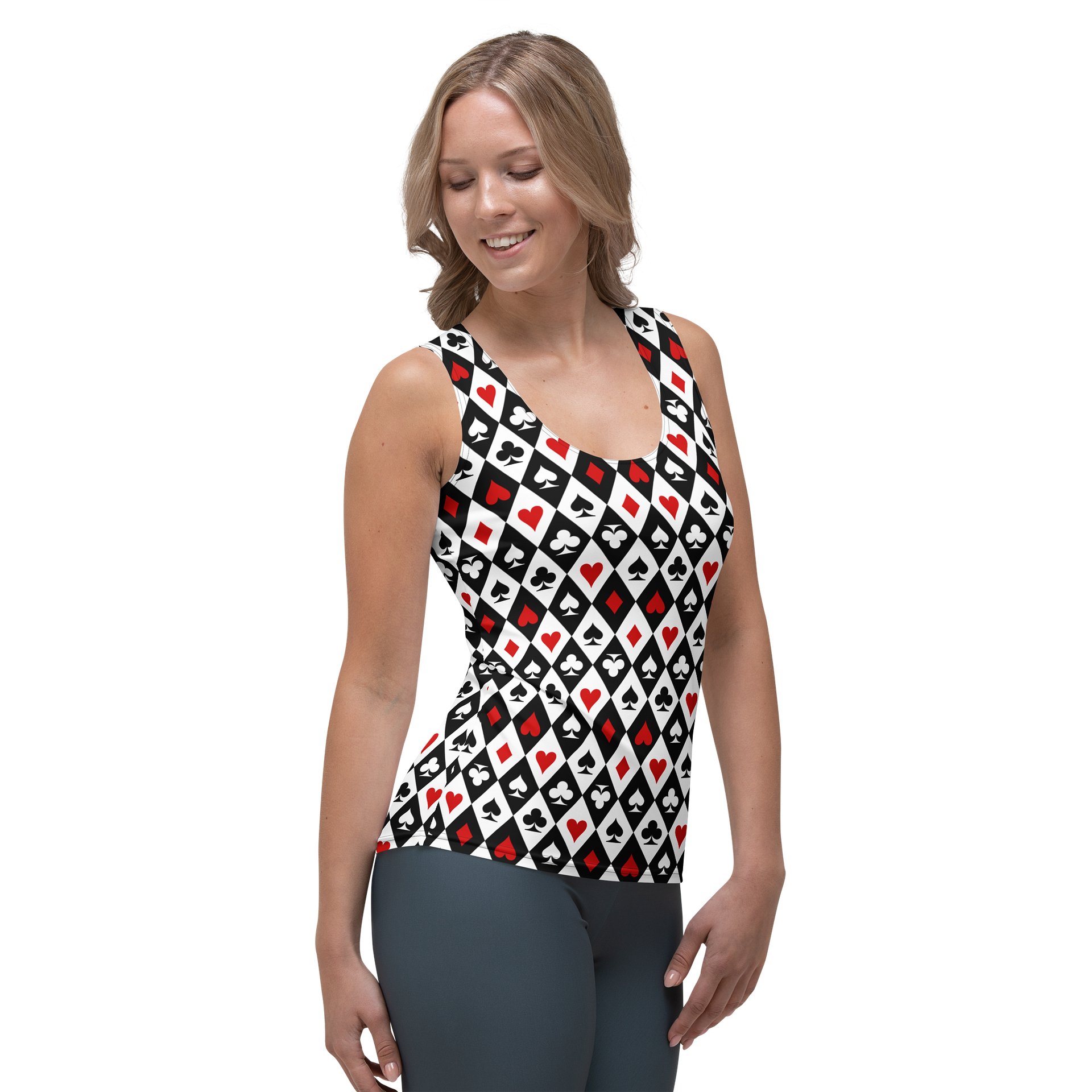 Retro Playing Card Suits Argyle All-Over Print Tank Top product image (4)