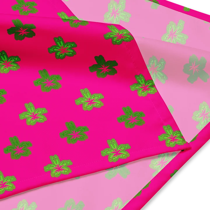 Stoner Summer Cannabis Bandana, Hot Pink Lime Green 420 Flower Art, Pot Leaf Pattern Accessory product image (2)