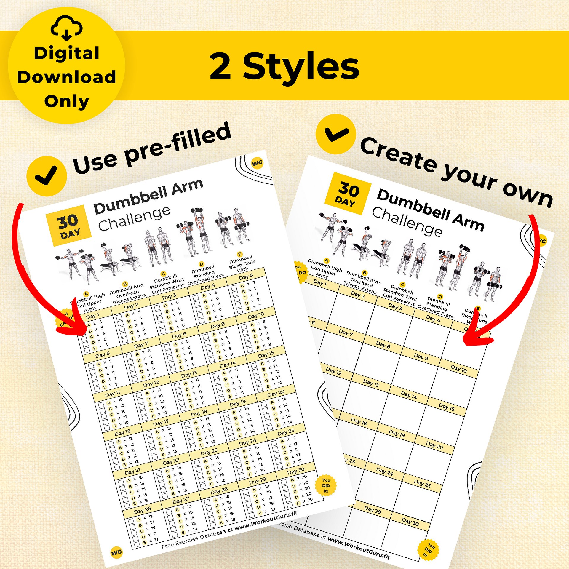 30 Day Dumbbell Arm Challenge - Printable Workout Tracker product image (4)