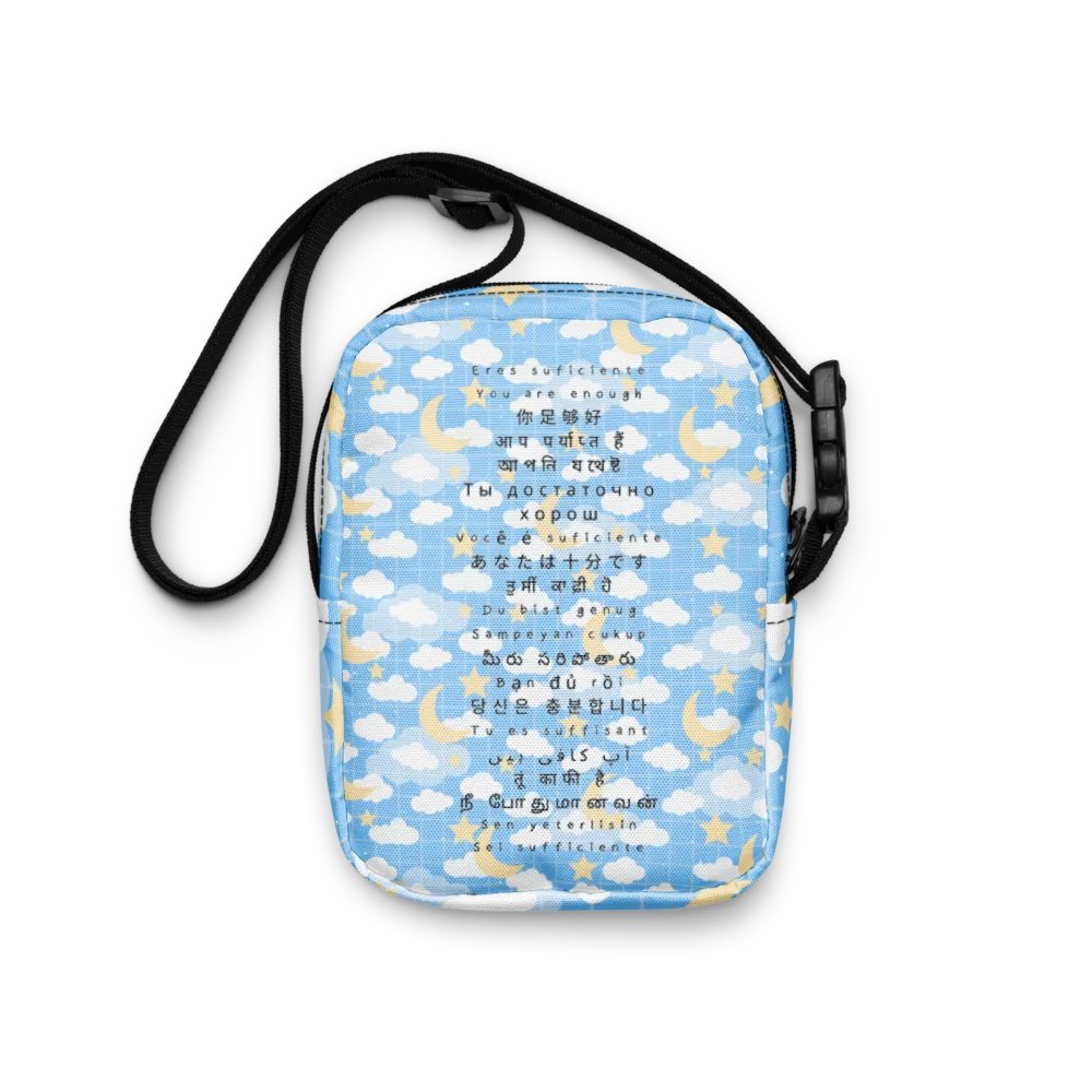 You are Enough 20 languages Blue Moon Grid Imaginary Story Cross Body Bag product image (7)