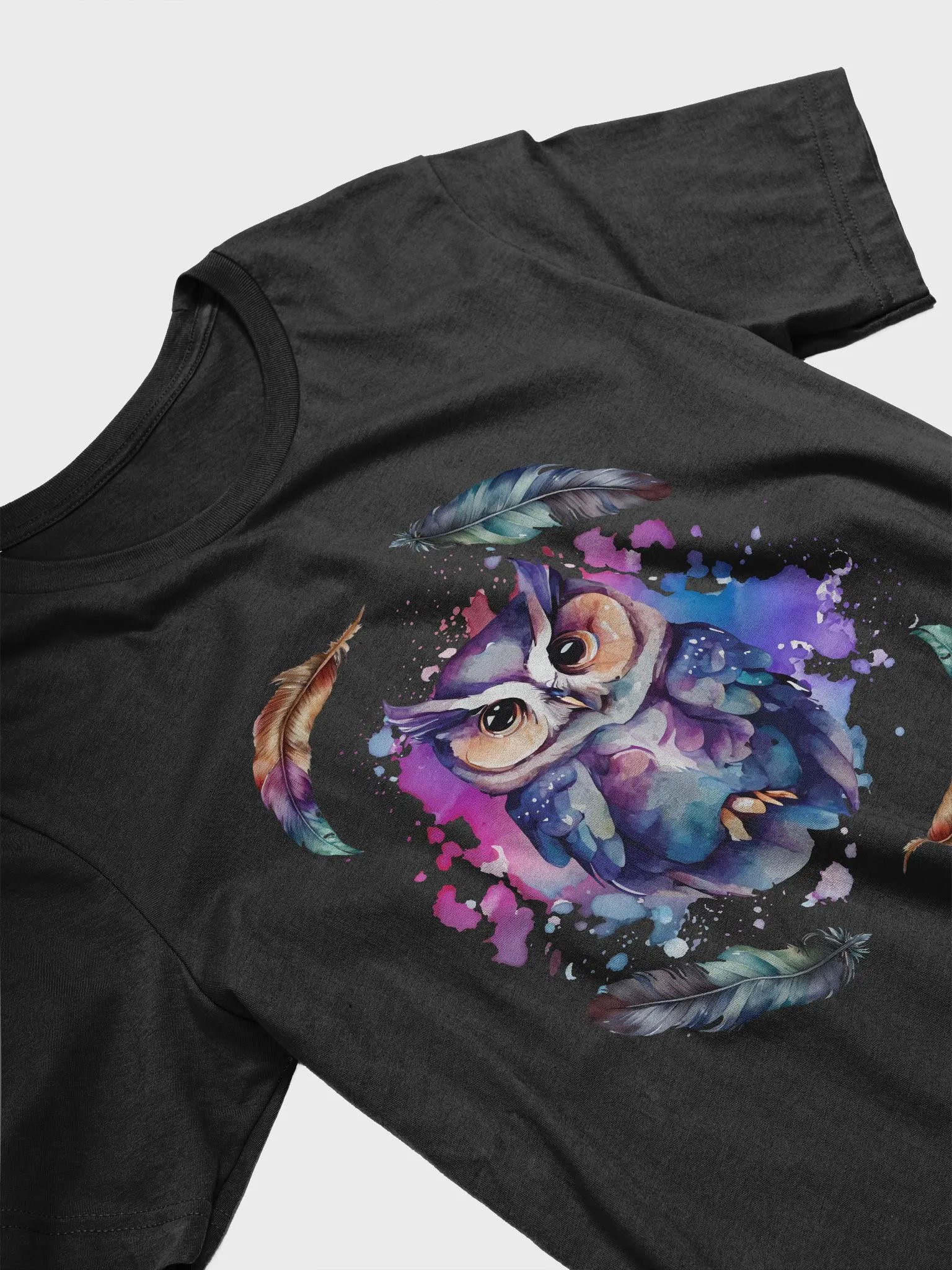 Whimsical Owl Feathers T-Shirt product image (2)
