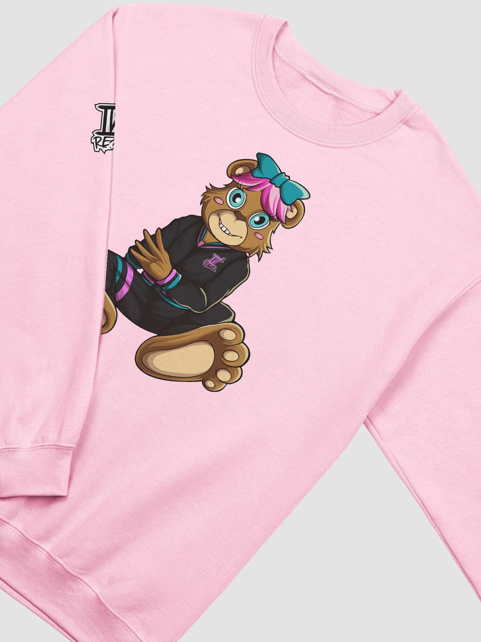 Sitting Girl Bear Pink Crewneck Sweatshirt product image (3)