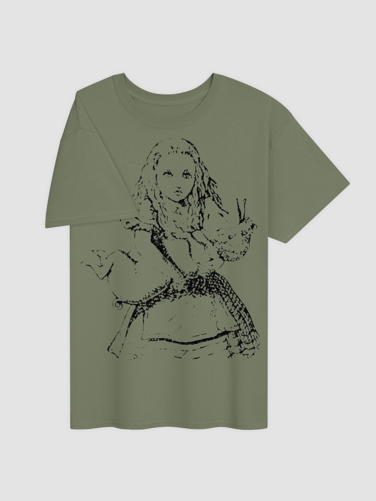 Alice and Pig + Extremely Curious and Even More Skeptical Unisex Heavyweight Cotton T-Shirt, Original John Tenniel Illustration product image (43)