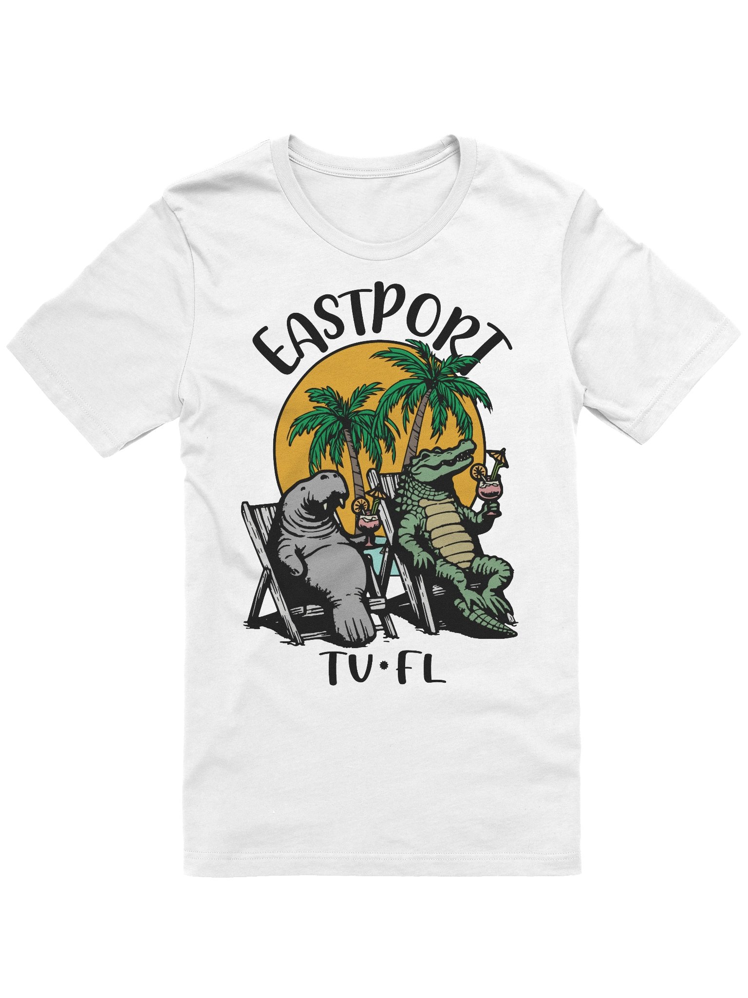 Eastport TV Florida USA Fun Manatee Alligator Design T-shirt product image (1)