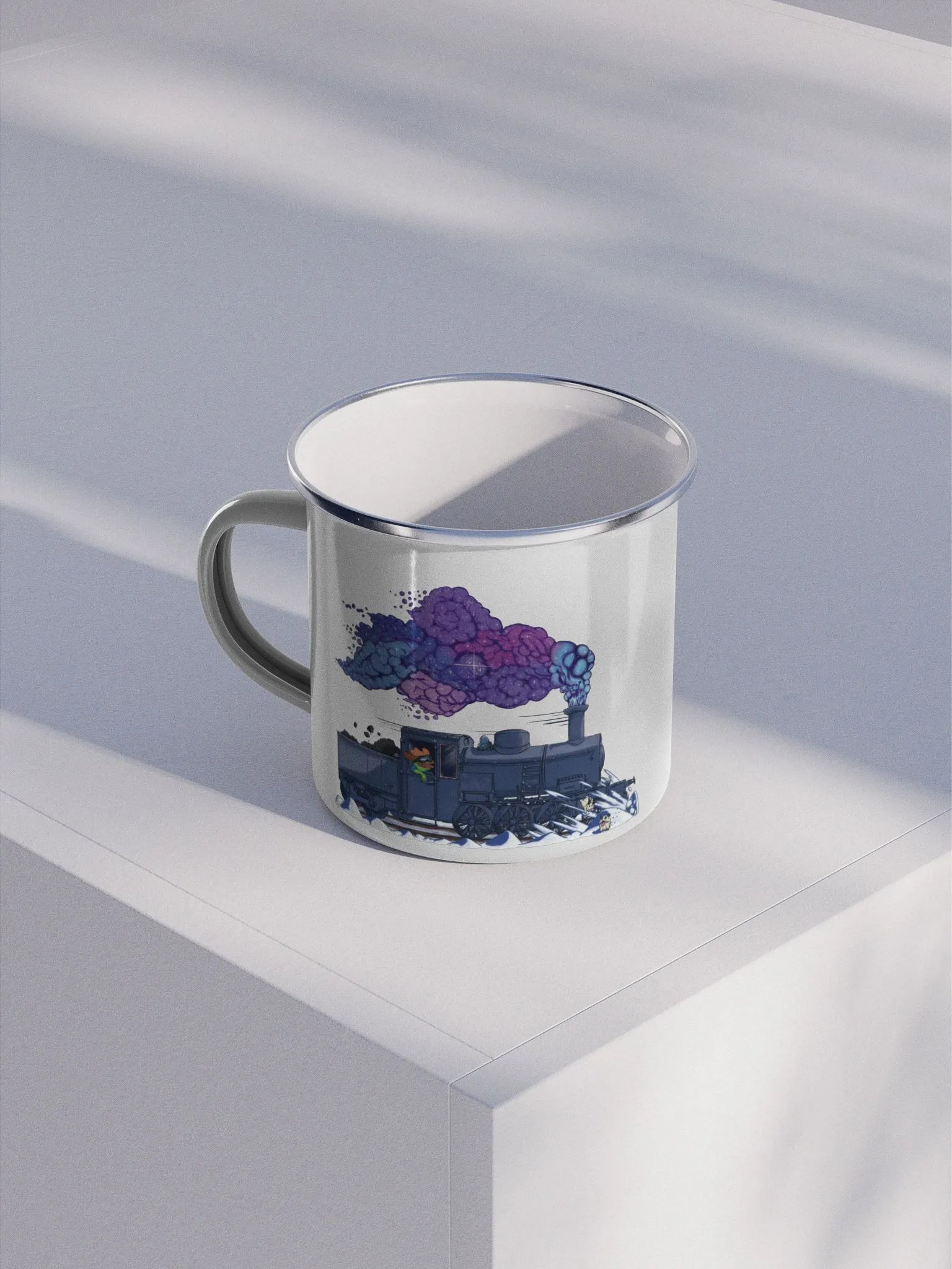 Snowy Train - Right Handed Enamel Mug (EU/US) product image (1)