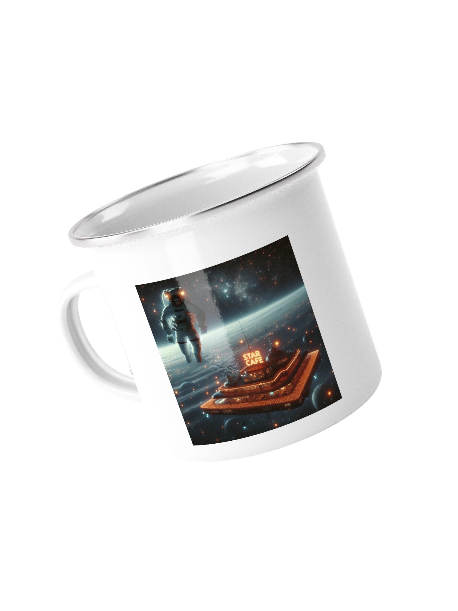 Cosmic Star Cafe Sci-Fi Enamel Coffee Mug product image (4)