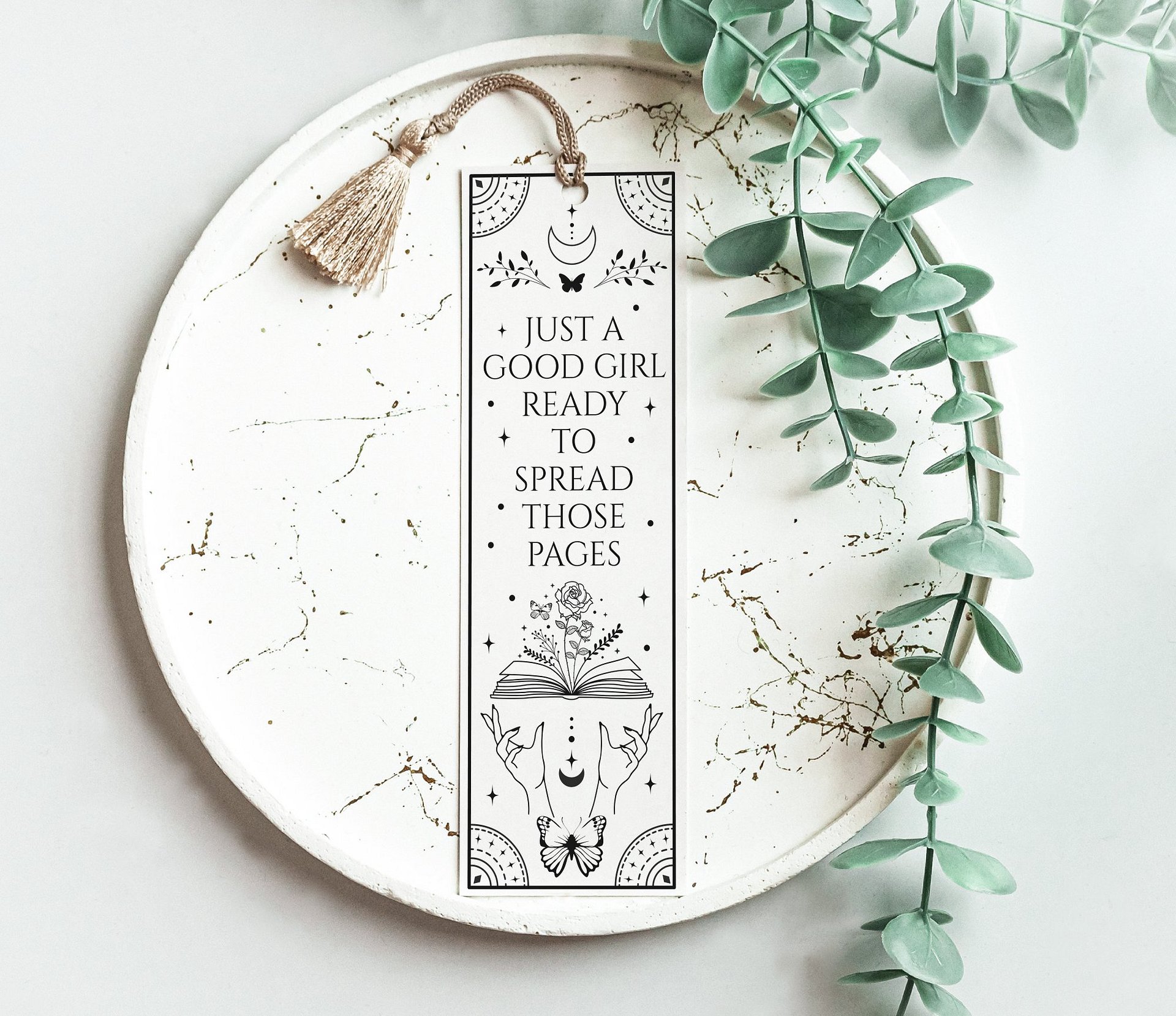 Smut Bookish Good Girl Reader Tarot Bookmark SVG, Laser Cut File, Celestial Butterly Floral Books Dark Romance, Instant Digital Download product image (4)