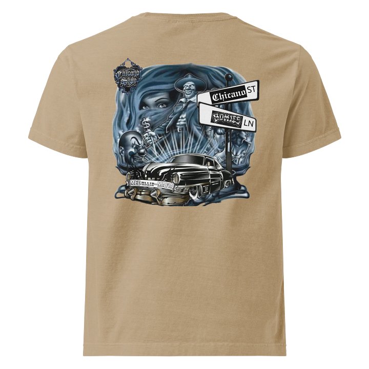 Sand/Tan Chicano Street wear Tee – Medellin Mafia Back Art product image (2)