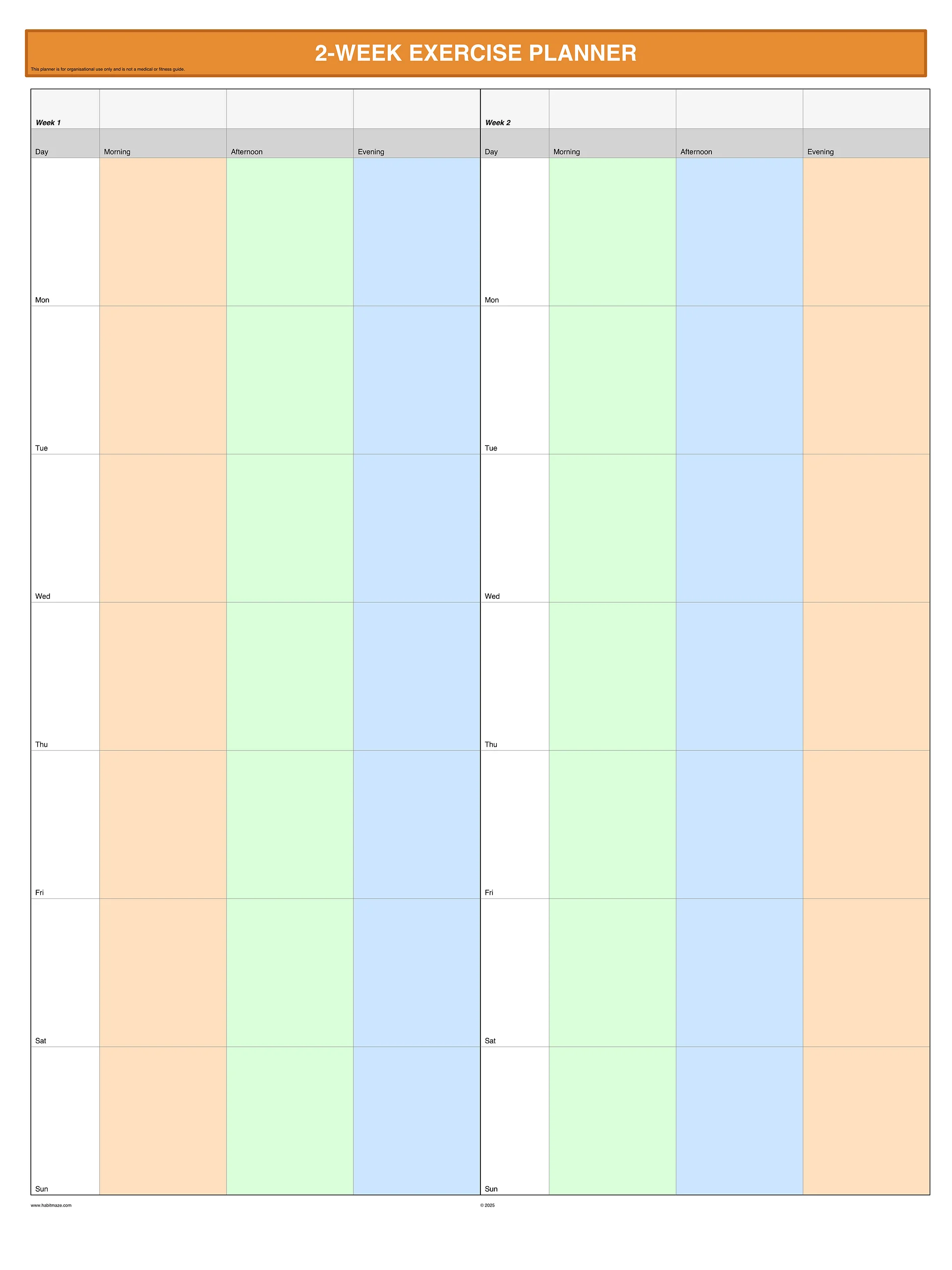 2 Week Exercise Planner product image (1)
