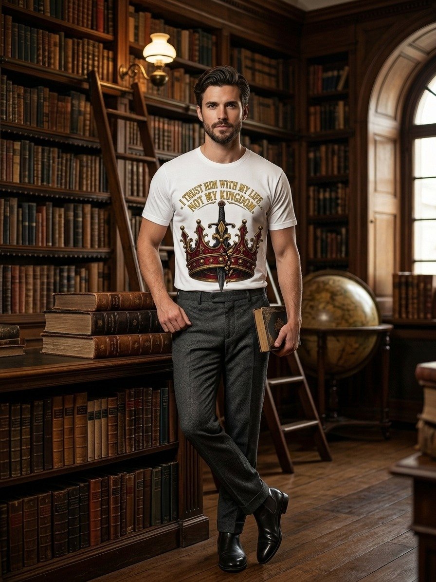 I Trust Him With My Life Not My Kingdom Romantasy Crown Shirt product image (4)