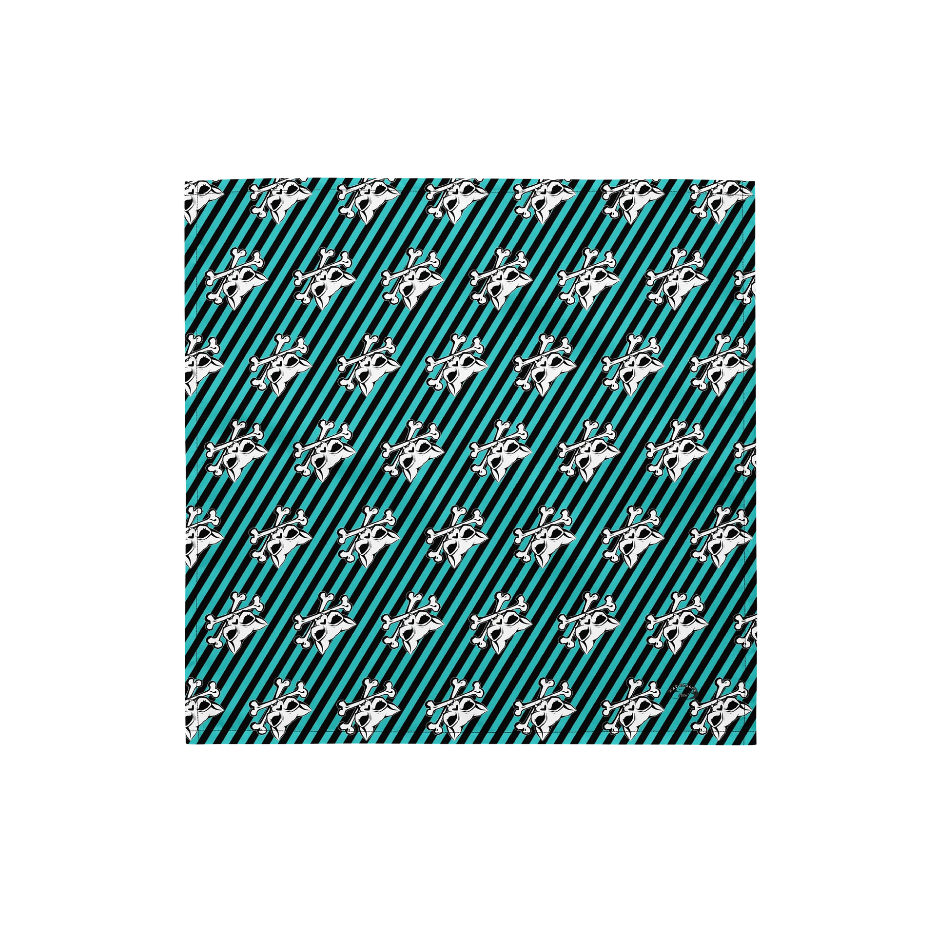 Turquoise and Blaque Kat Skull Bandana product image (1)