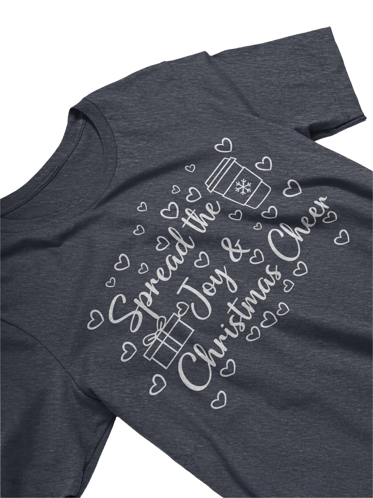 Spread the Joy & Christmas Cheer T-Shirt – Cute Holiday Coffee Hearts Gift Tee product image (11)