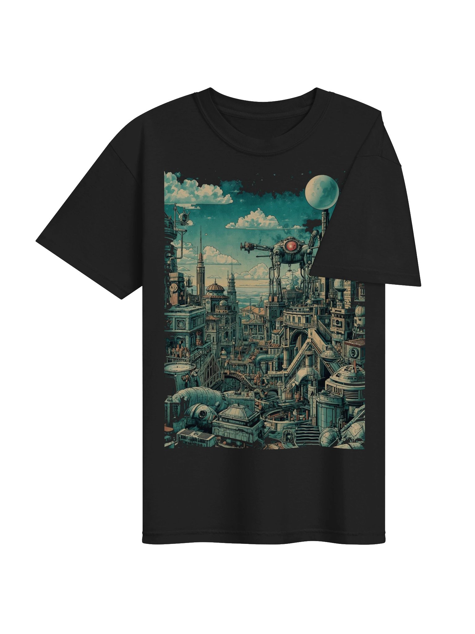 Retro-Futurist Cityscape Heavyweight T-Shirt product image (7)