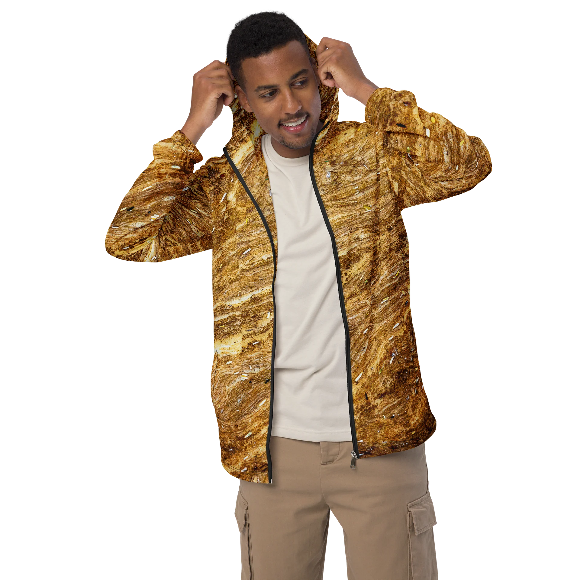 Golden Strata Unisex All-Over Print Amber Lightweight Windbreaker product image (3)