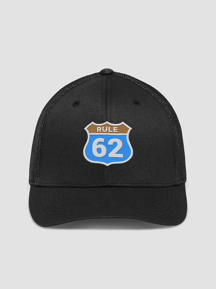 Rule 62 Sobriety & Recovery Trucker Hat | Aqua Teal and Gold Color Design product image (1)