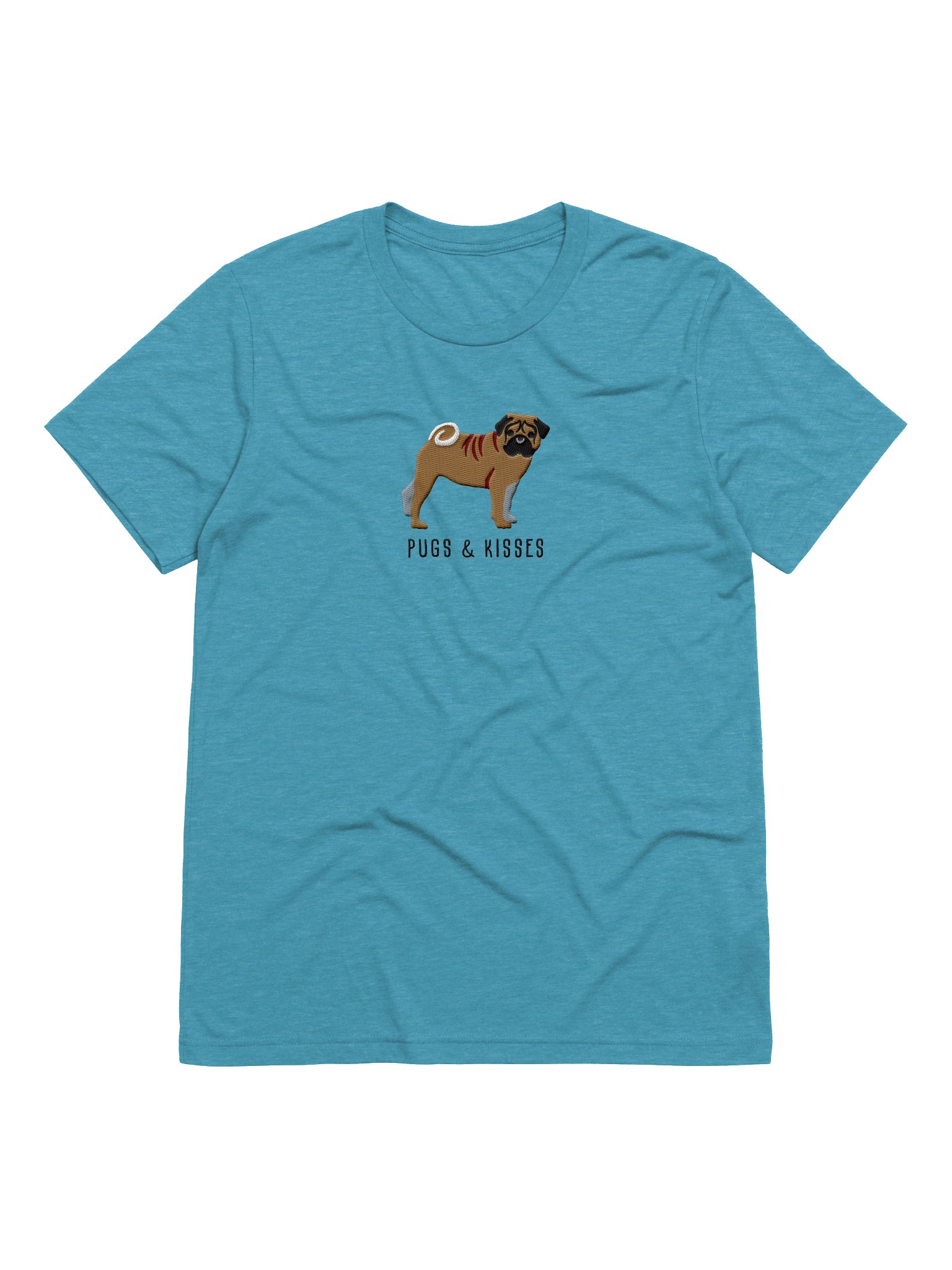 Pugs and Kisses T-Shirt(Embroidered) of a Pug(Fawn) product image (13)