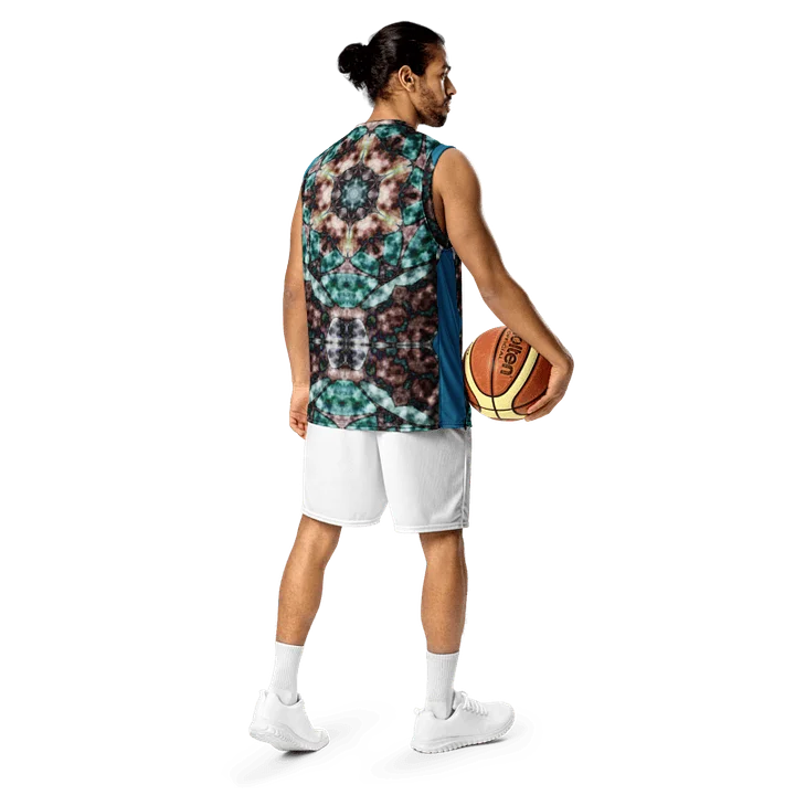 Bohemian 6 Pointed Madala Tuquoise and Brown/ All-Over Print Recycled Unisex Basketball Jersey by Sublicolor product image (1)