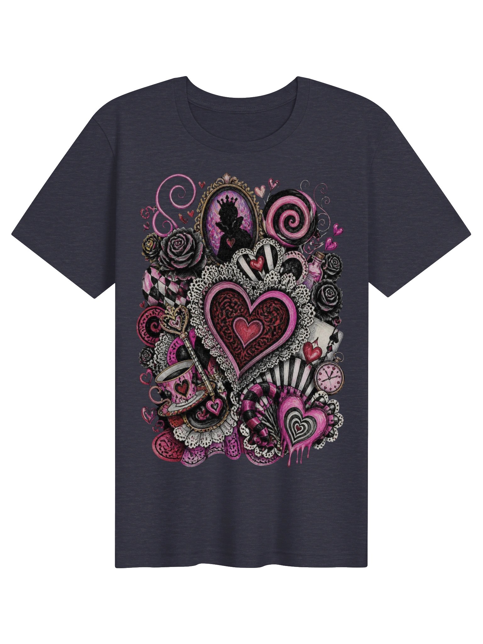 Queen of Hearts Wonderland T-Shirt, Whimsigoth Punk-Pink Collage product image (58)