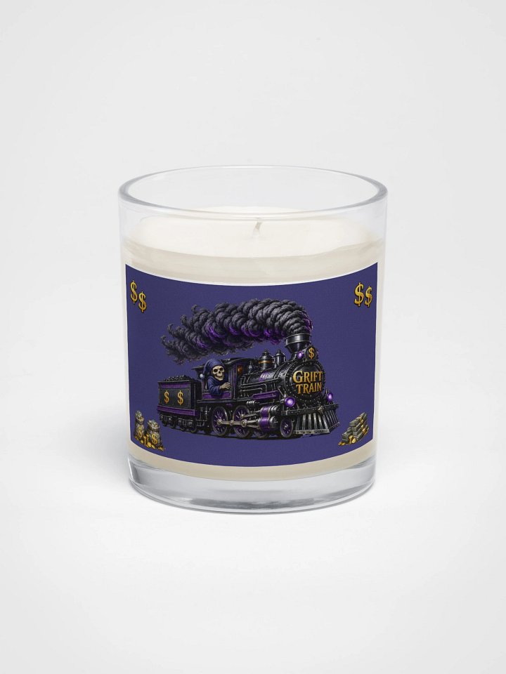 ''Grift Train'' Soy Wax Candle In A Clear Glass Jar product image (1)