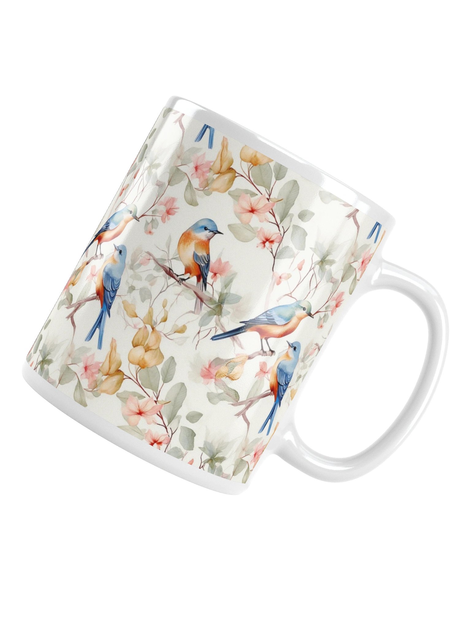 Bluebirds White Glossy Ceramic Mug by Treasure Pie product image (12)