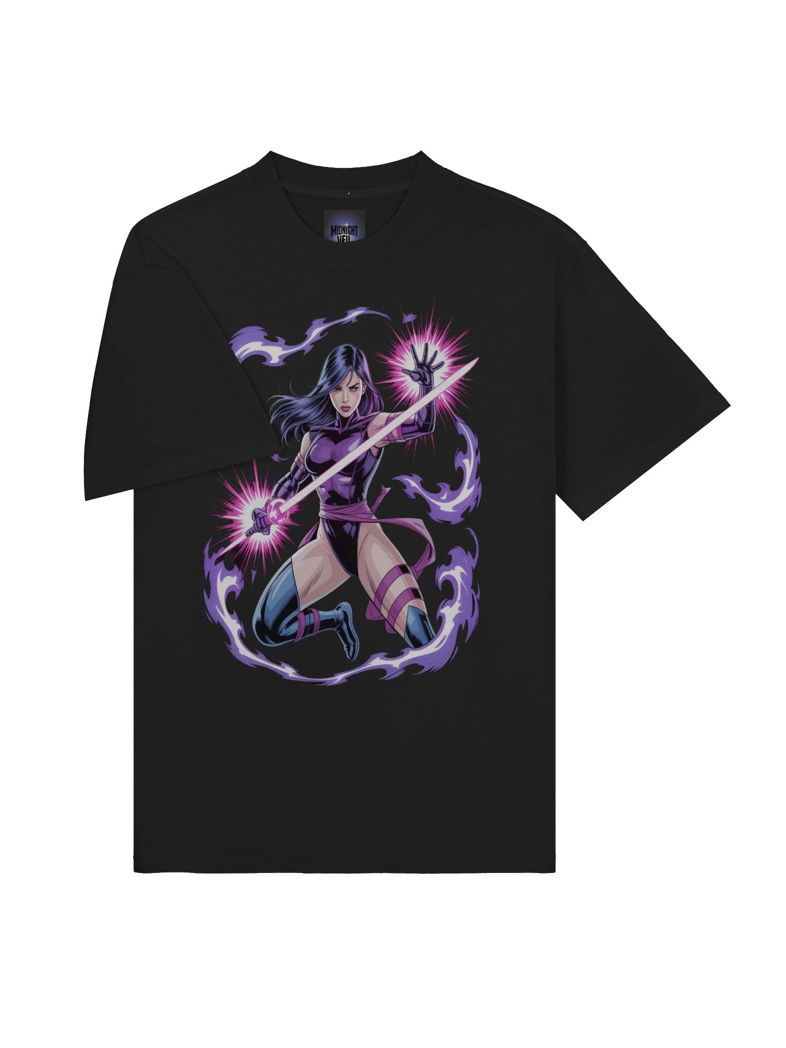 Psylocke Phantom Vortex Oversized Faded T-Shirt - Exclusive Midnight Veil Designs Unisex Tee product image (3)
