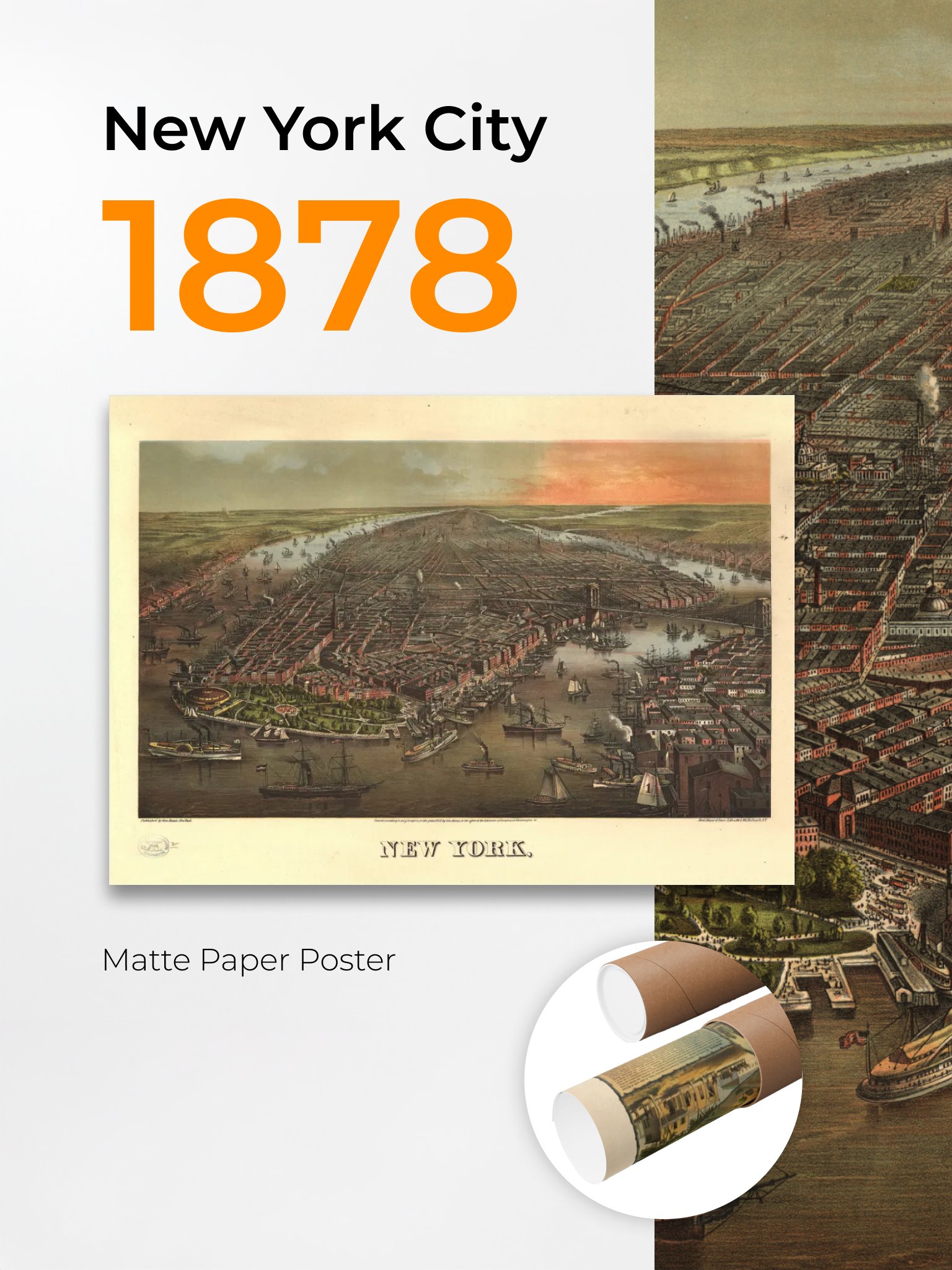 New York City 1878 (Unframed Poster Print) product image (1)
