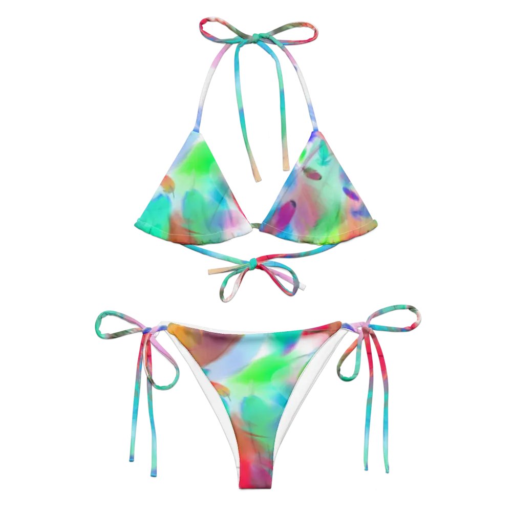 Colorful Feather Pattern Design String Bikini - v2 product image (1)