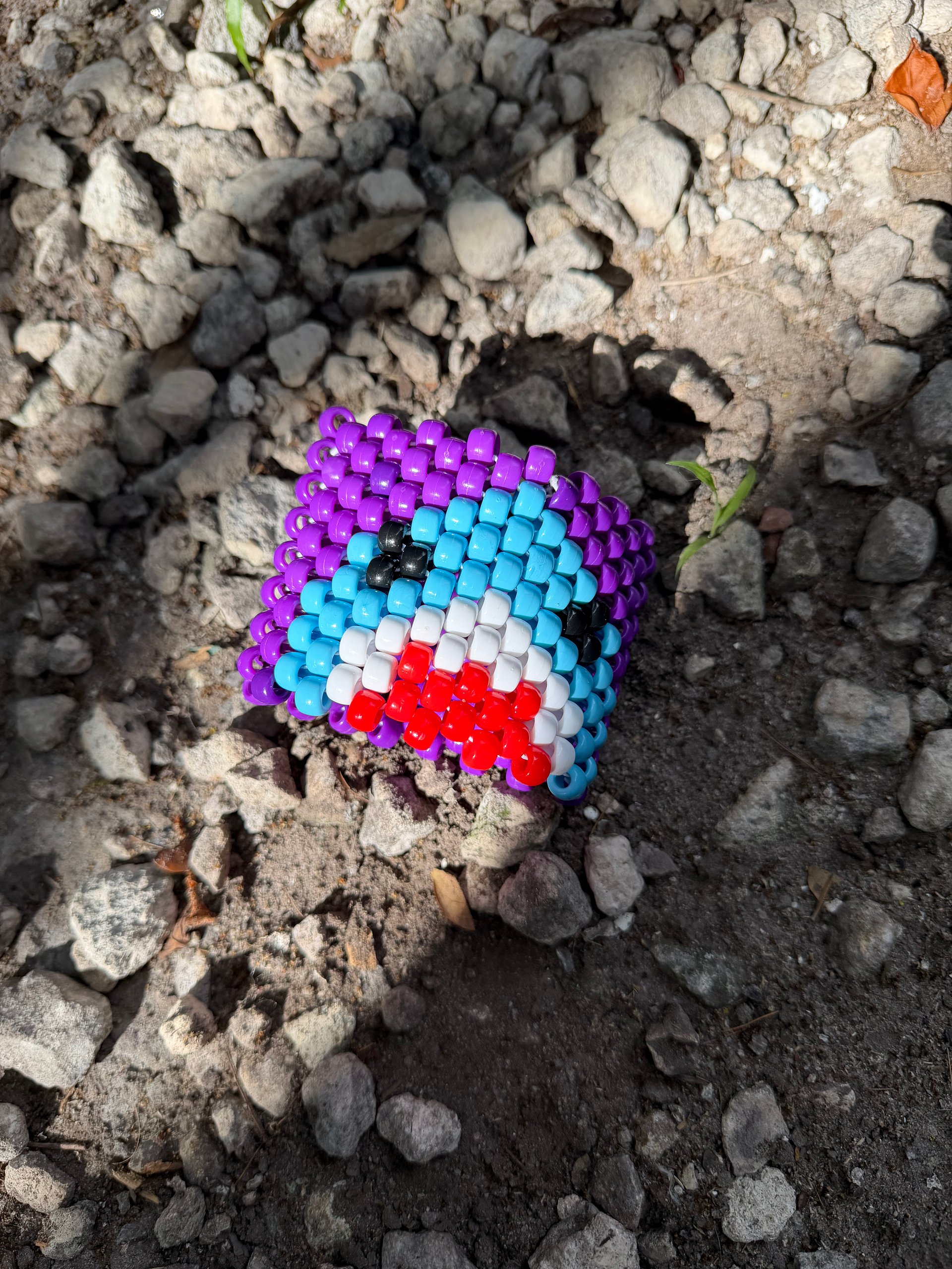 Handmade Shark Kandi Cuff Bracelet | Multi-Stitch Beaded Cuff product image (3)