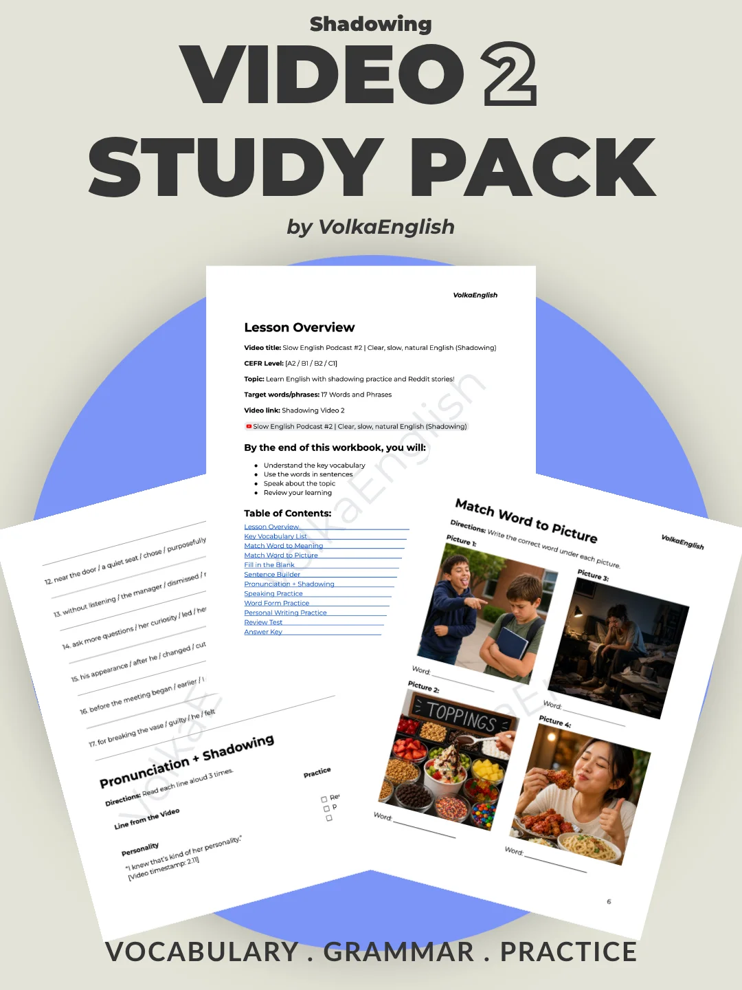 Slow English Podcast #2 | Clear, slow, natural English (Shadowing) - Shadowing Video 2 Study Pack product image (1)