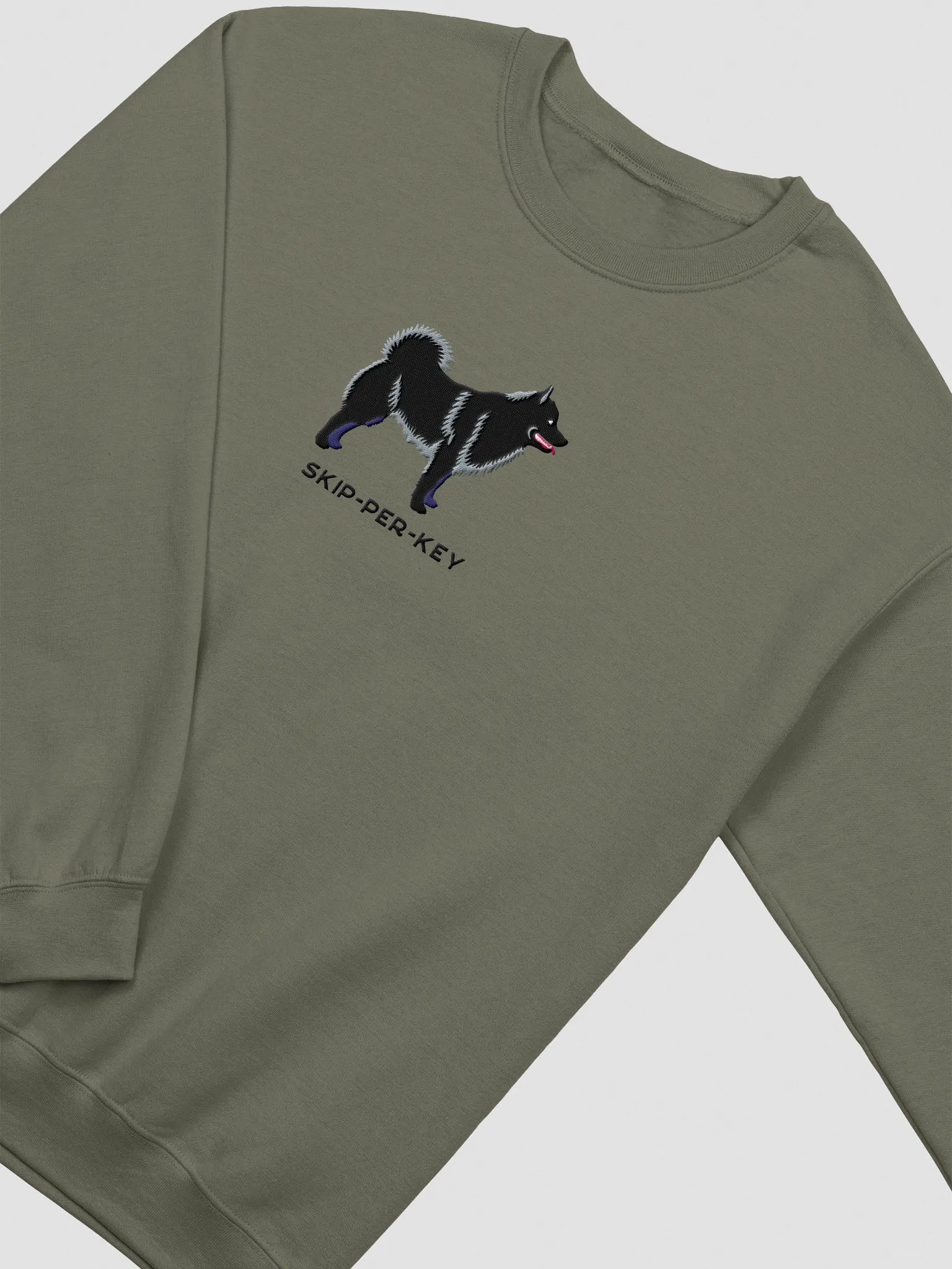 Skip-Per-Key Sweatshirt (Embroidered) of a Schipperke(Black) product image (6)