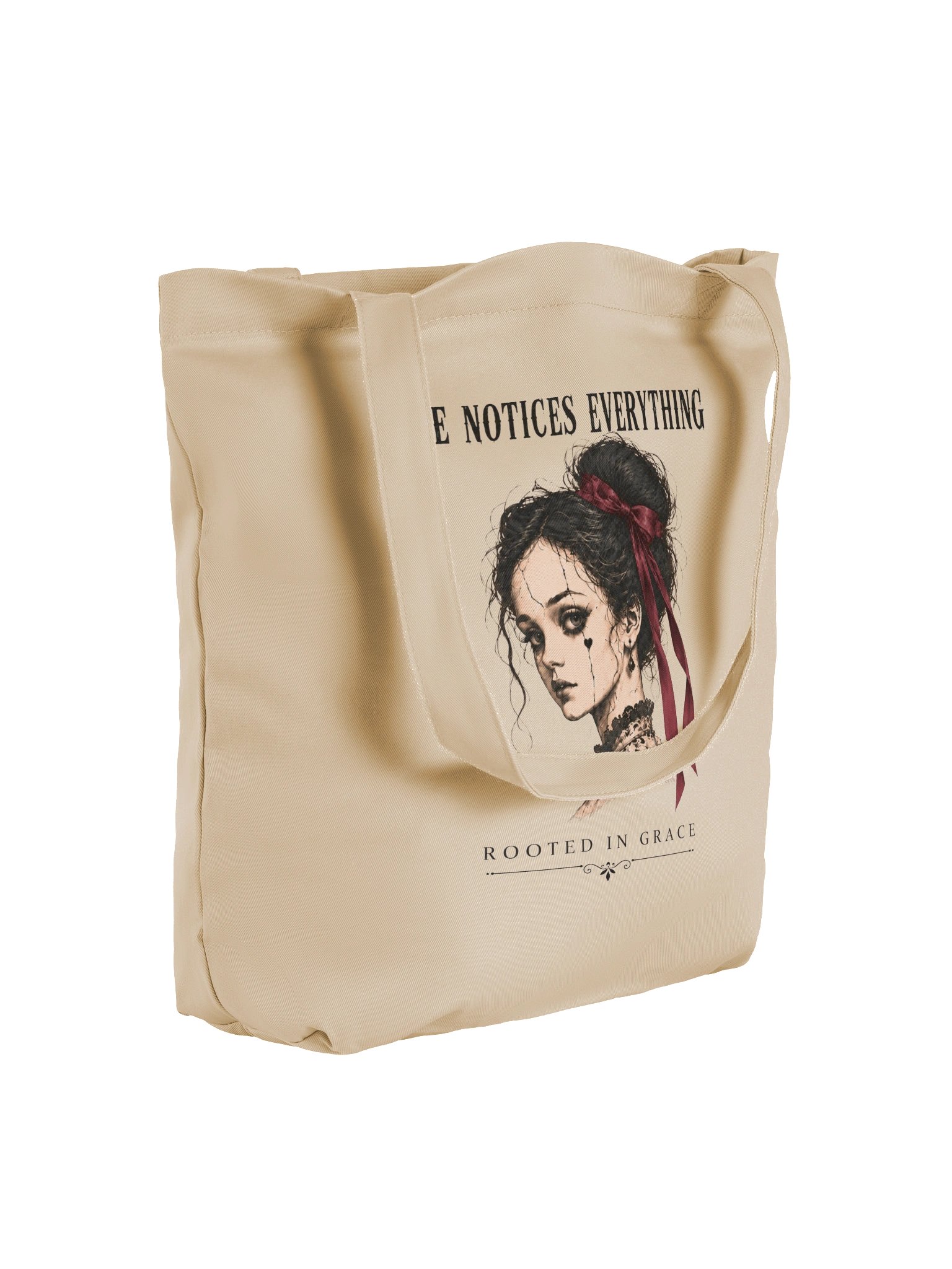 She Notices Everything Tote Bag | Vintage Inspired Organic Cotton Carryall product image (4)